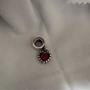 Retired Authentic Pandora Red Enamel Heart Dangle Charm